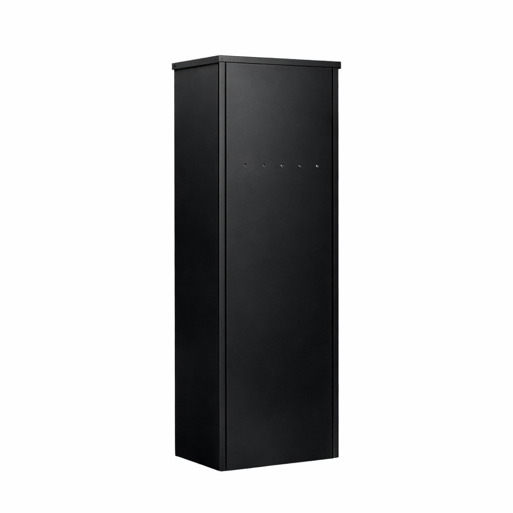 Allux 600 Front brievenbus in zwart kleur. Duurzame en weerbestendige buitenbrievenbus van hoogwaardige kwaliteit, met modern ontwerp en ruime capaciteit voor brieven en pakketjes.