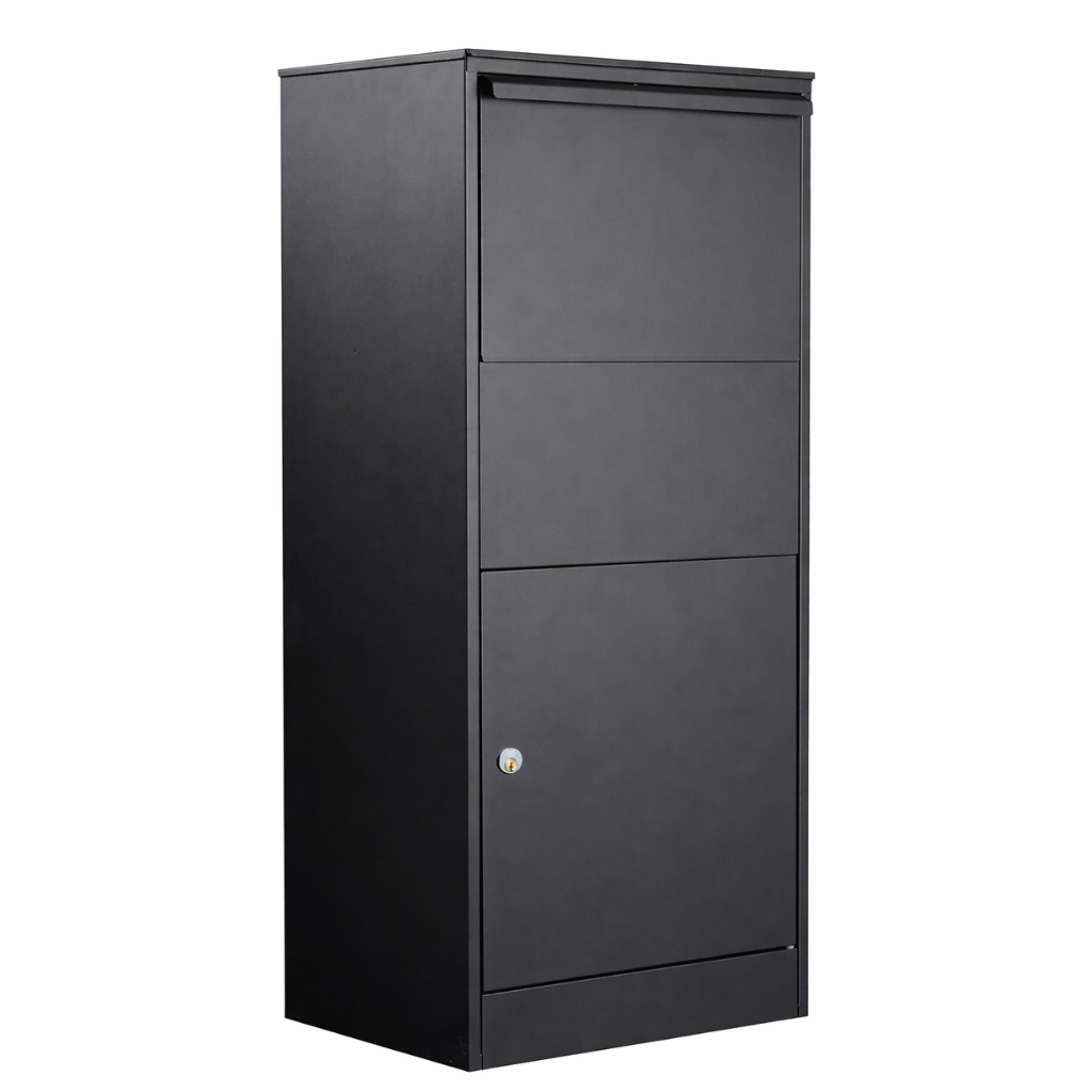 Allux 800 Large brievenbus in zwart kleur. Duurzame en weerbestendige buitenbrievenbus van hoogwaardige kwaliteit, met modern ontwerp en ruime capaciteit voor brieven en pakketjes.