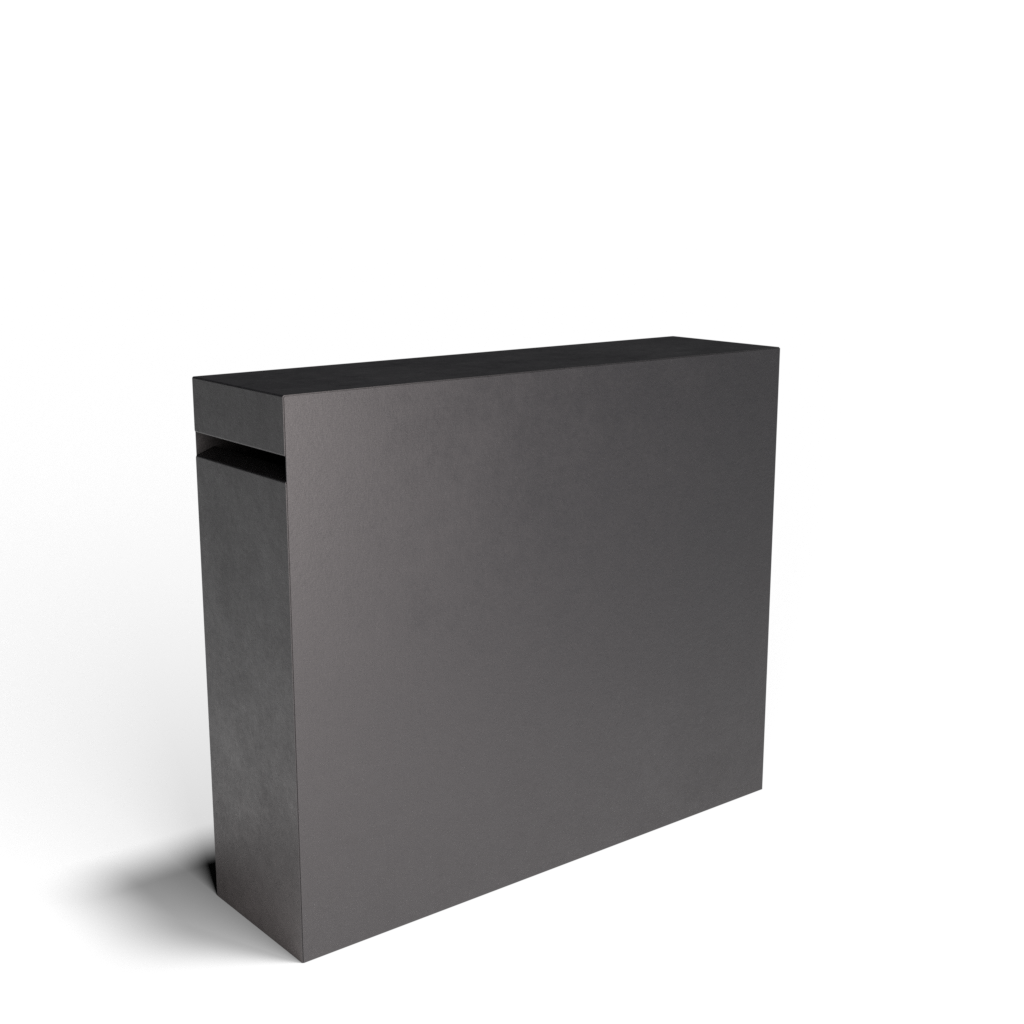 Amplio Parcel brievenbus in RAL9005TXT kleur. Duurzame en weerbestendige buitenbrievenbus van hoogwaardige kwaliteit, met modern ontwerp en ruime capaciteit voor brieven en pakketjes.