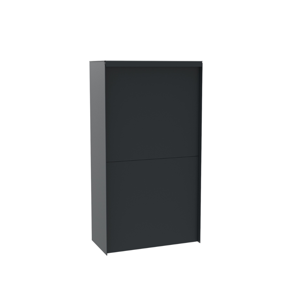 Dropbox Medium Front brievenbus in RAL9005TXT kleur. Duurzame en weerbestendige buitenbrievenbus van hoogwaardige kwaliteit, met modern ontwerp en ruime capaciteit voor brieven en pakketjes.