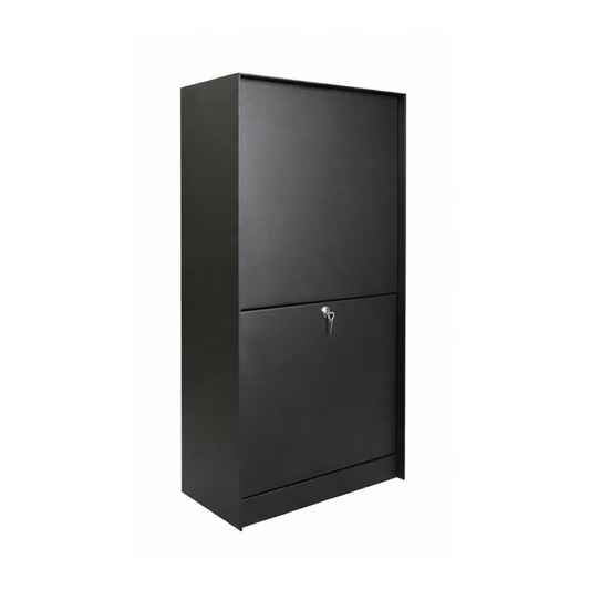 Dropbox Medium Front brievenbus in RAL9005TXT kleur. Duurzame en weerbestendige buitenbrievenbus van hoogwaardige kwaliteit, met modern ontwerp en ruime capaciteit voor brieven en pakketjes.