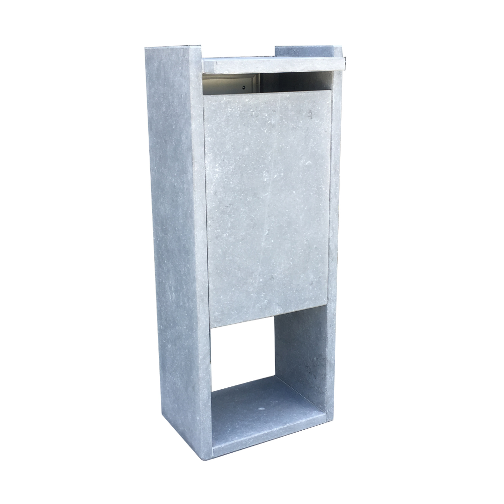 Everest Parcel Digital Lock BDXL brievenbus in blauwsteen. Duurzame en weerbestendige buitenbrievenbus van hoogwaardige kwaliteit, met modern ontwerp en ruime capaciteit voor brieven en pakketjes.
