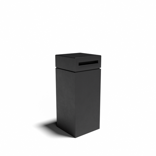 Pablo Parcel brievenbus in RAL9005TXT kleur. Duurzame en weerbestendige buitenbrievenbus van hoogwaardige kwaliteit, met modern ontwerp en ruime capaciteit voor brieven en pakketjes.