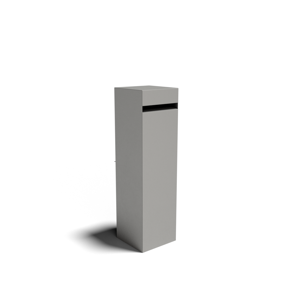 Syntax Belly brievenbus in RAL9007TXT kleur. Duurzame en weerbestendige buitenbrievenbus van hoogwaardige kwaliteit, met modern ontwerp en ruime capaciteit voor brieven en pakketjes.