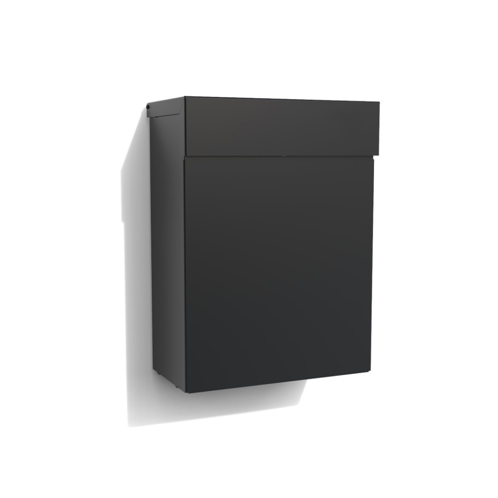 Topa brievenbus in RAL9005TXT kleur. Duurzame en weerbestendige buitenbrievenbus van hoogwaardige kwaliteit, met modern ontwerp en ruime capaciteit voor brieven.
